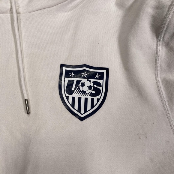 Nike USA Soccer Hoodie Mens Large White Pullover USMNT Crest Sweatshirt Kangaroo - Picture 3 of 8